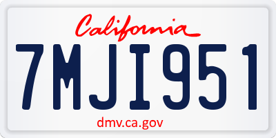 CA license plate 7MJI951