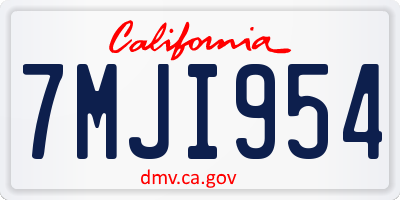 CA license plate 7MJI954