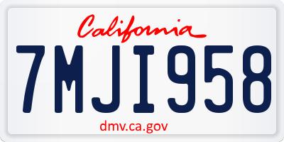 CA license plate 7MJI958