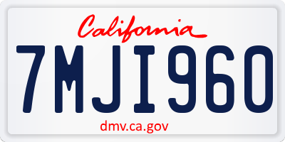 CA license plate 7MJI960