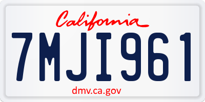 CA license plate 7MJI961