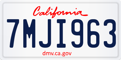 CA license plate 7MJI963