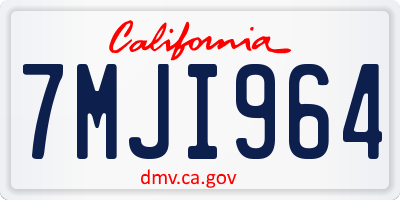 CA license plate 7MJI964