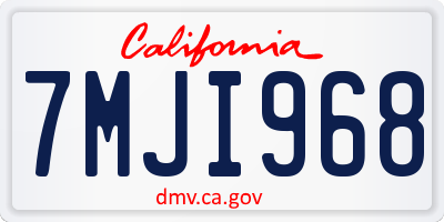 CA license plate 7MJI968