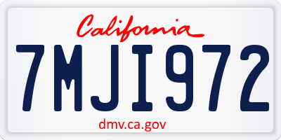 CA license plate 7MJI972