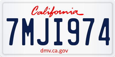 CA license plate 7MJI974