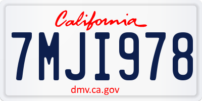 CA license plate 7MJI978
