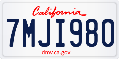 CA license plate 7MJI980