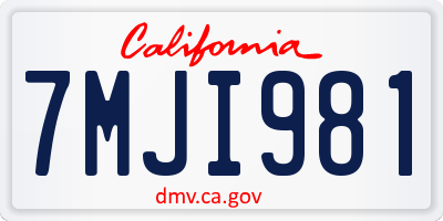 CA license plate 7MJI981