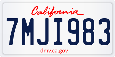 CA license plate 7MJI983