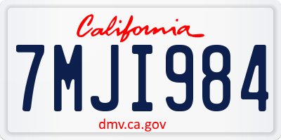 CA license plate 7MJI984