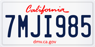 CA license plate 7MJI985