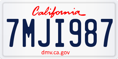 CA license plate 7MJI987