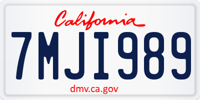 CA license plate 7MJI989