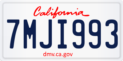 CA license plate 7MJI993