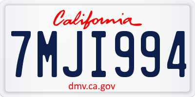 CA license plate 7MJI994