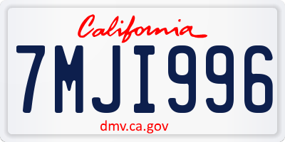 CA license plate 7MJI996