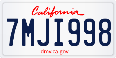 CA license plate 7MJI998