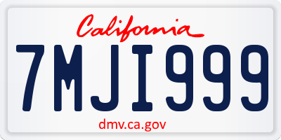 CA license plate 7MJI999