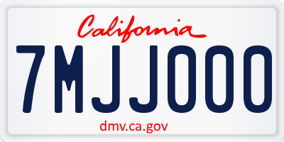 CA license plate 7MJJ000