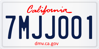 CA license plate 7MJJ001