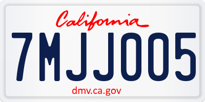 CA license plate 7MJJ005