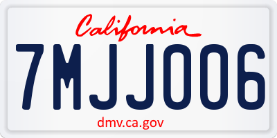 CA license plate 7MJJ006