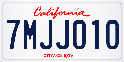 CA license plate 7MJJ010