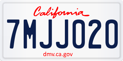 CA license plate 7MJJ020
