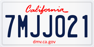 CA license plate 7MJJ021
