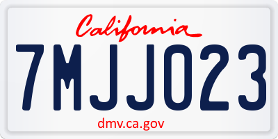CA license plate 7MJJ023