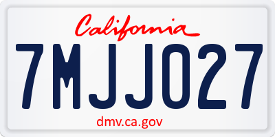 CA license plate 7MJJ027