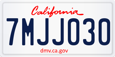 CA license plate 7MJJ030