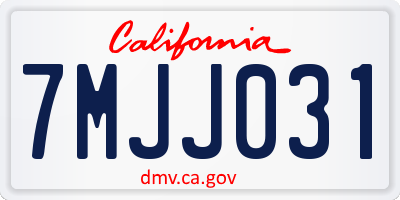 CA license plate 7MJJ031