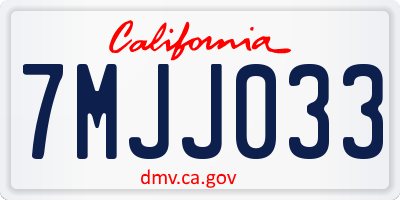 CA license plate 7MJJ033