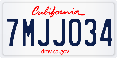CA license plate 7MJJ034