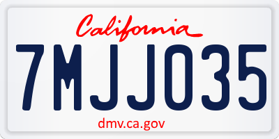 CA license plate 7MJJ035