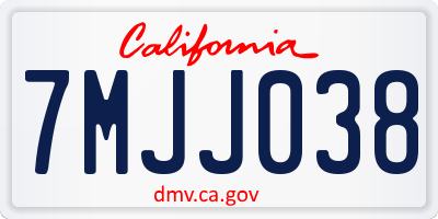 CA license plate 7MJJ038