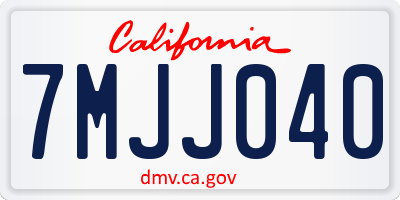 CA license plate 7MJJ040