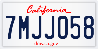 CA license plate 7MJJ058