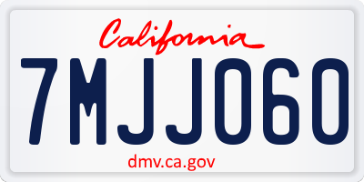 CA license plate 7MJJ060