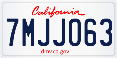 CA license plate 7MJJ063