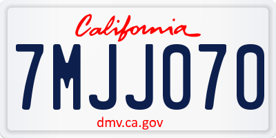 CA license plate 7MJJ070