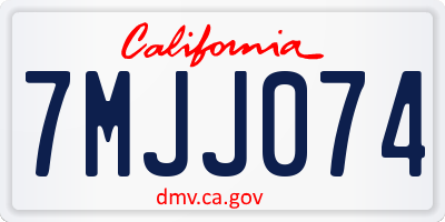 CA license plate 7MJJ074