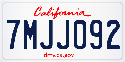 CA license plate 7MJJ092