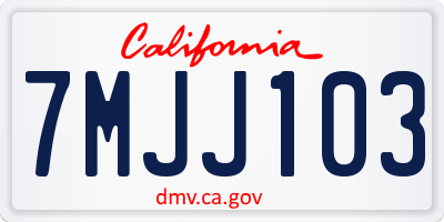 CA license plate 7MJJ103