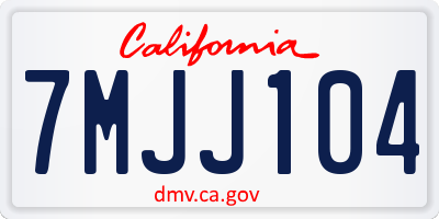 CA license plate 7MJJ104