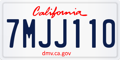 CA license plate 7MJJ110