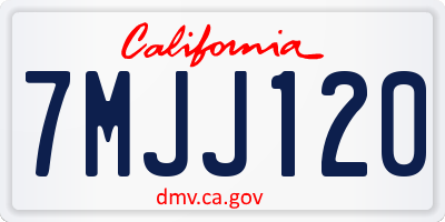 CA license plate 7MJJ120