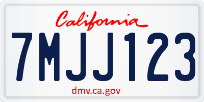 CA license plate 7MJJ123